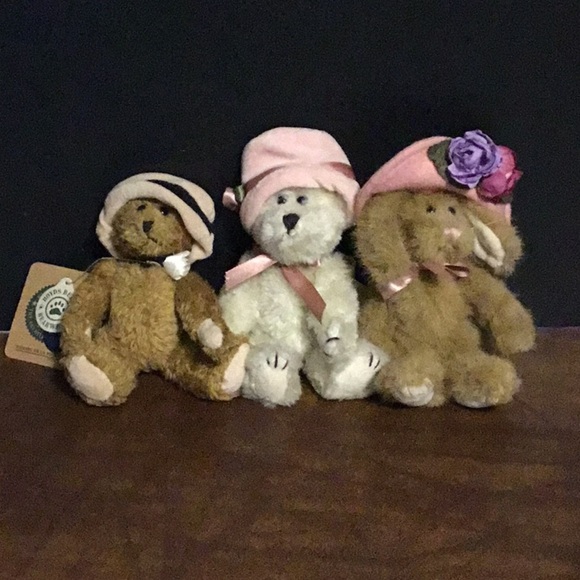 VINTAGE BOYDS BEARS & FRIENDS Pink-Hat Jointed Plush Trio (2 NWT) 1990s–Y2K Gift - Picture 5 of 15